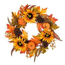 Shop Glitzhome® 24" Yellow & Orange Sunflower Wreath from Michael's on Openhaus